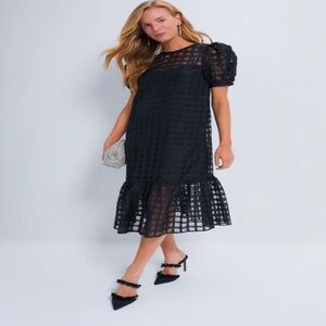Hyacinth House Organza Windowpane Waverly Dress, L, black
